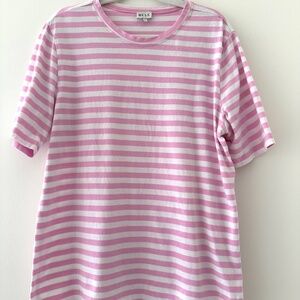 Kule The Modern Striped Tee - Pink/White - Small